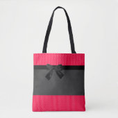 Cute Girly Elegant Red Polka Dots - Black Bow Tote Bag (Voorkant)