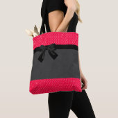 Cute Girly Elegant Red Polka Dots - Black Bow Tote Bag (Dichtbij)