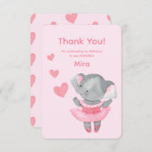 Cute Girly Elephant Ballerina Birthday Party  Bedankkaart (Voorkant / Achterkant)