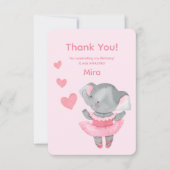 Cute Girly Elephant Ballerina Birthday Party  Bedankkaart (Voorkant)