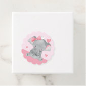 Cute Girly Elephant Pink Bow Birthday Party Bedankjes Labels (In situ)