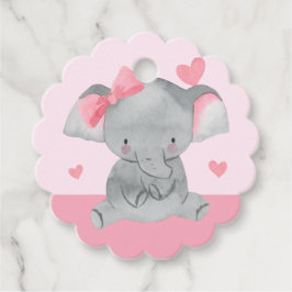Cute Girly Elephant Pink Bow Birthday Party  Bedankjes Labels