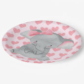Cute Girly Elephant Pink Bow Birthday Party  Papieren Bordje (Gekanteld)