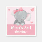 Cute Girly Elephant Pink Bow Birthday Party  Servet (Voorkant)