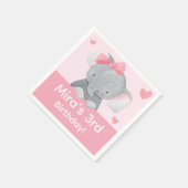 Cute Girly Elephant Pink Bow Birthday Party Servet (Hoek)