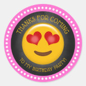 Cute Girly Emoji Birthday Hartelijk dank Ronde Sticker (Voorkant)