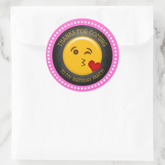 Cute Girly Emoji Birthday Hartelijk dank Ronde Sticker (Tas)