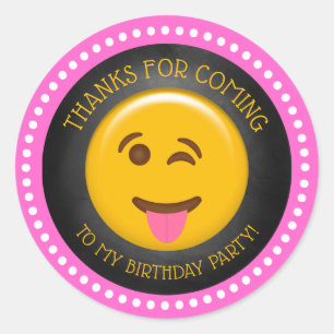 Cute Girly Emoji Birthday Hartelijk dank Ronde Sticker