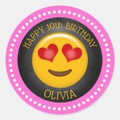 Cute Girly Emoji Birthday Party Ronde Sticker (Voorkant)