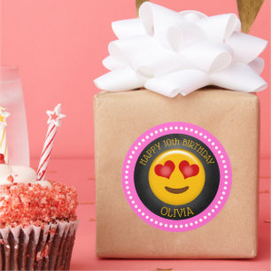 Cute Girly Emoji Birthday Party Ronde Sticker