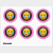Cute Girly Emoji Birthday Party Ronde Sticker (Vel)