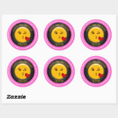 Cute Girly Emoji Birthday Party Ronde Sticker (Vel)