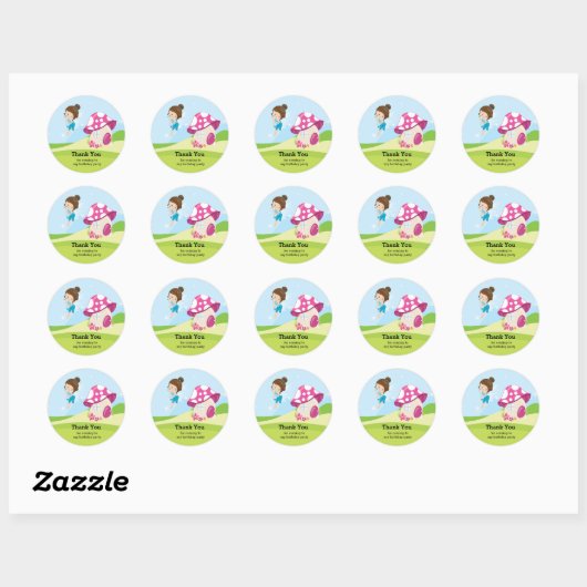 Cute girly fairy ronde sticker (Vel)