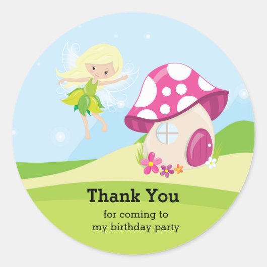 Cute girly fairy ronde sticker (Voorkant)