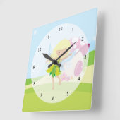 Cute girly fairy vierkante klok (Hoek)