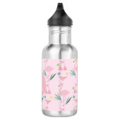 Cute Girly Flamingo en Bikini Pink Monogram Waterfles (Rechts)