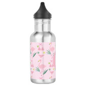 Cute Girly Flamingo en Bikini Pink Monogram Waterfles (Links)