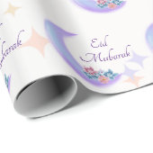 Cute Girly Floral Crescent Islamic Eid Mubarak Cadeaupapier (Rol Hoek)