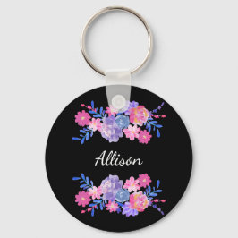 Cute Girly  Floral Custom Monogram Key chain Sleutelhanger