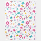 Cute Girly Flower Garden with Birds and Bees Fleece Deken (Voorkant)