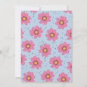 Cute Girly Flowers Pastel Pink & Blue Birthday Inv Kaart (Achterkant)