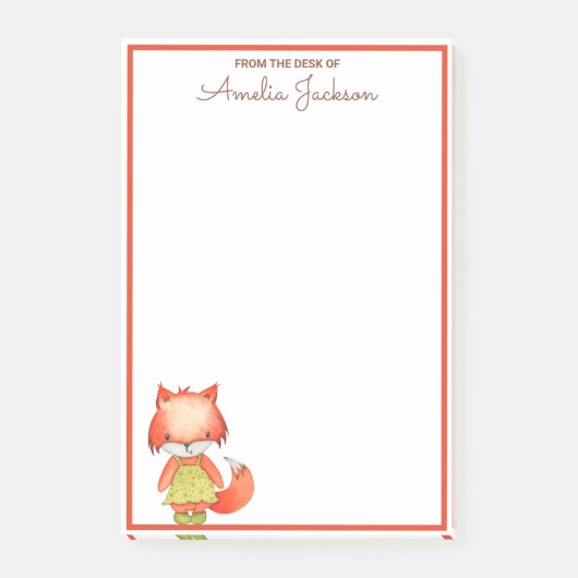 Cute Girly Fox Woodland Animal Post-it® Notes (Voorkant)