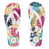 Cute Girly Fun Monogram Tropical Teenslippers (Voetbed)