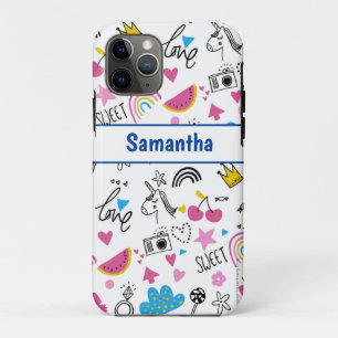 Cute Girly Fun Unicorn Rainbow Stars Butterflies Case-Mate iPhone Case