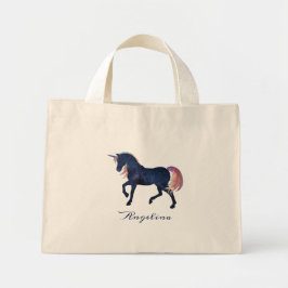 Cute Girly Gepersonaliseerd Celestial Navy Blue Un Mini Tote Bag