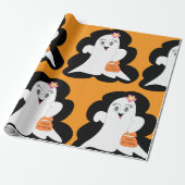 Cute Girly Ghost Halloween Trick or Treat Cadeaupapier (Uitgerold)
