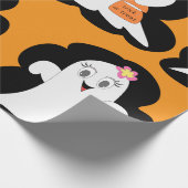 Cute Girly Ghost Halloween Trick or Treat Cadeaupapier (Hoek)