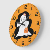 Cute Girly Ghost Halloween Trick or Treat Grote Klok (Hoek)
