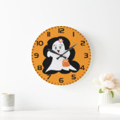 Cute Girly Ghost Halloween Trick or Treat Grote Klok (Huis)