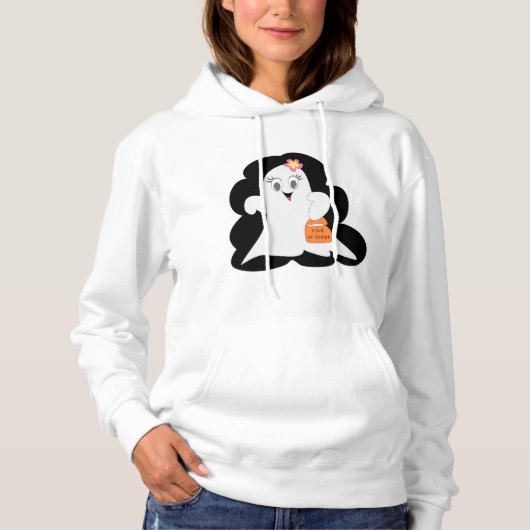 Cute Girly Ghost Halloween Trick or Treat Hoodie (Voorkant)