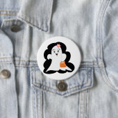 Cute Girly Ghost Halloween Trick or Treat Ronde Button 7,6 Cm (In situ)