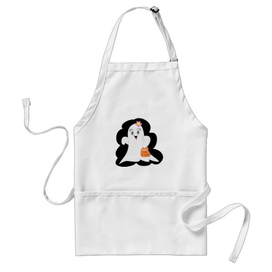 Cute Girly Ghost Halloween Trick or Treat Standaard Schort (Voorkant)