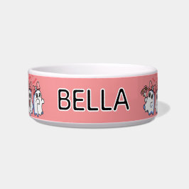 Cute Girly Ghosts with Bows Halloween Cat Feeding Voerbakje