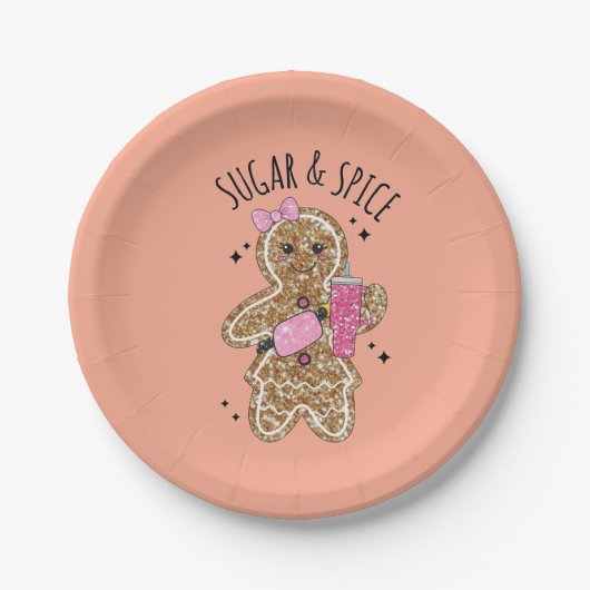 Cute girly gingerbread plates papieren bordje (Voorkant)