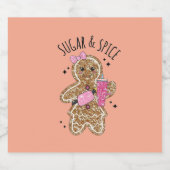 Cute girly gingerbread plates sparkling wijnetiket (Enkel label)