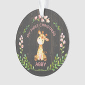 Cute Girly Giraffe Baby's Eerste Kerstmis Ornament (voorkant)