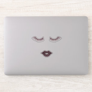 Cute Girly Glitter Faux Lashes, Lips Sticker