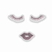 Cute Girly Glitter Faux Lashes, Lips Sticker (Voorkant)