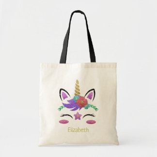 Cute Girly Glitter Gold Pink Unicorn - Gepersonali Tote Bag