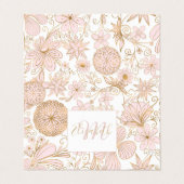 Cute Girly Gold Floral Doodles Blush Pink Design Visitekaartje (Buitenkant ongevouwen)