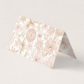 Cute Girly Gold Floral Doodles Blush Pink Design Visitekaartje (Achterkant)