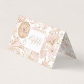 Cute Girly Gold Floral Doodles Blush Pink Design Visitekaartje (Voorkant)