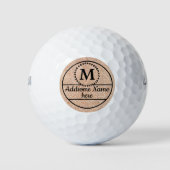 Cute Girly Gold glitter Black monogram chic Golfballen (Voorkant)