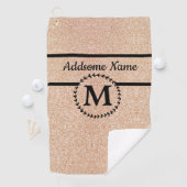 Cute Girly Gold glitter Black monogram chic Golfhanddoek