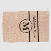 Cute Girly Gold glitter Black monogram chic Golfhanddoek