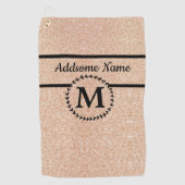 Cute Girly Gold glitter Black monogram chic Golfhanddoek (Voorkant)